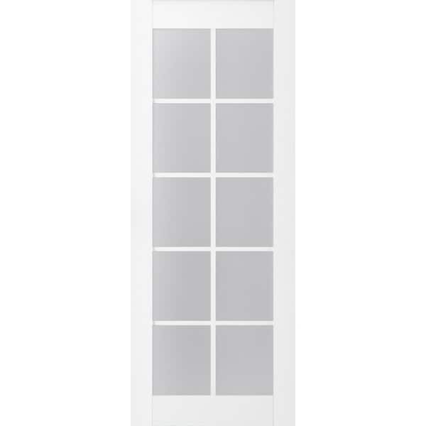 Belldinni Paola 10-Lite 18 in. x 96 in. No Bore Frosted Glass Bianco Noble Wood Solid Composite Core Interior Door Slab