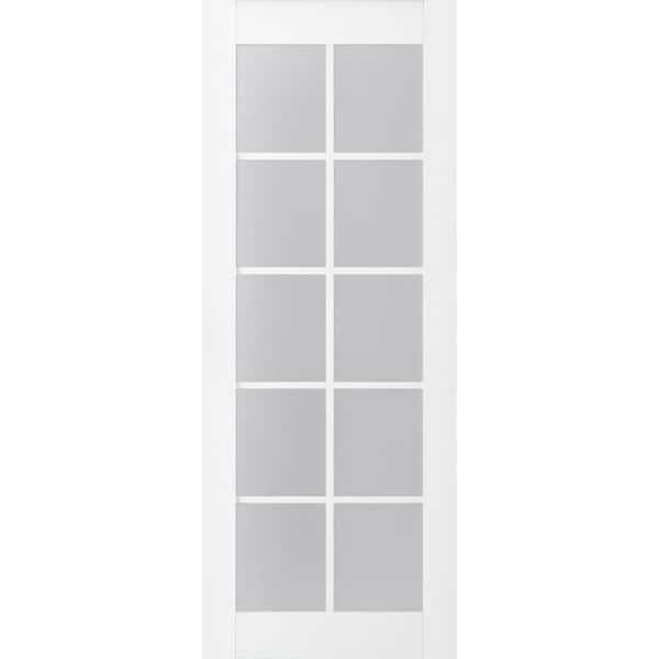 Belldinni Paola 10-Lite 36 in. x 96 in. No Bore Frosted Glass Bianco Noble Wood Solid Composite Core Interior Door Slab