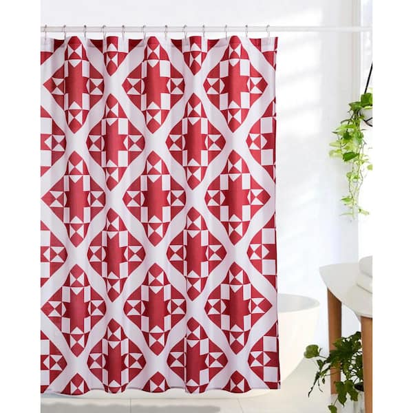 Country Living Little Stars 72 In Red Shower Curtain Cl627rd72 The Home Depot Country Living Little Stars 72 In Red, Red Pattern Curtains