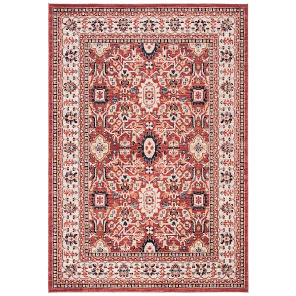 SAFAVIEH Charleston Red/Ivory 4 ft. x 6 ft. Floral Border Area Rug