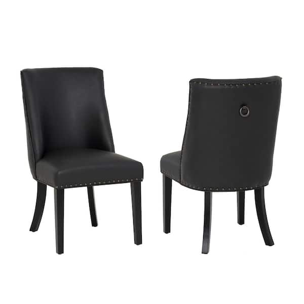 Trapp Black Faux Leather Dining Side Chairs Set of 2