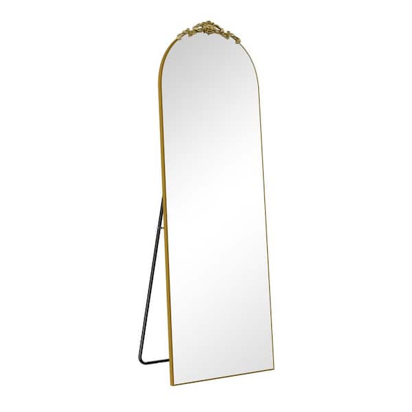 Lirago 65 in. H x 22 in. W Wooden Arched Full-Length Mirror with Stand