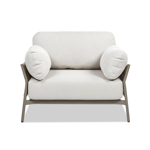 Jasper 39.5 in. Axroma Upholstered Patio Deep Seating Armchair in Wheat Beige