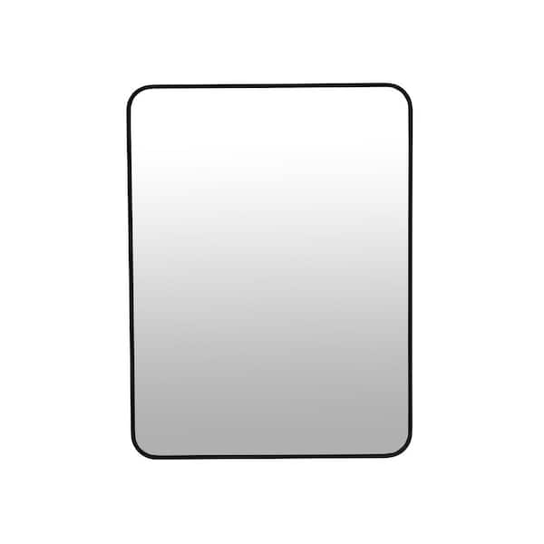 FORCLOVER 24 in. W x 32 in. H Rectangular Aluminium Alloy Framed Wall Bathroom Vanity Mirror in Matte Black