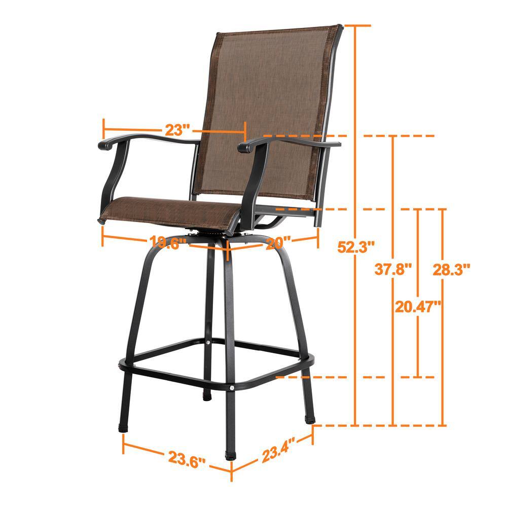 Brown Metal Bar Height Armchair Stool Set with Gold Speckles