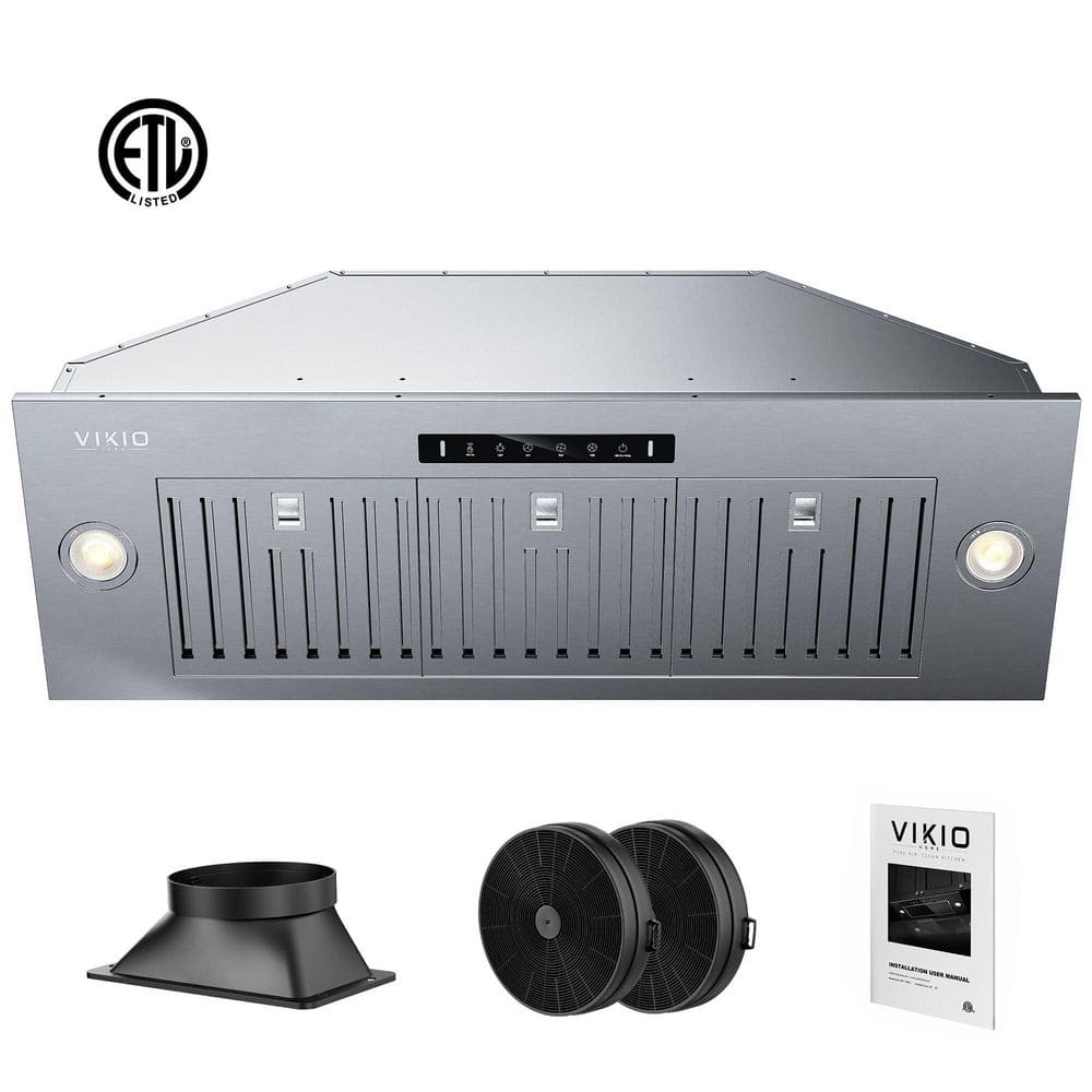 36 in. 900 CFM Convertible Ducted to Ductless Insert Range Hood in Stainless Steel with 3-Speed, LED Lights, Easy Clean