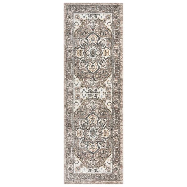 Gertmenian Heirloom Wynn Beige 3 ft. x 8 ft. Oriental Medallion Indoor Runner Rug