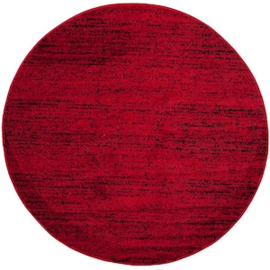 Adirondack Red/Black 4 ft. x 4 ft. Round Striped Area Rug