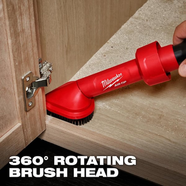 Milwaukee - AIR-TIP 1-1/4 in. - 2-1/2 in. Rotating Corner Brush Tool Wet/Dry Shop Vacuum Attachment (1-Piece)