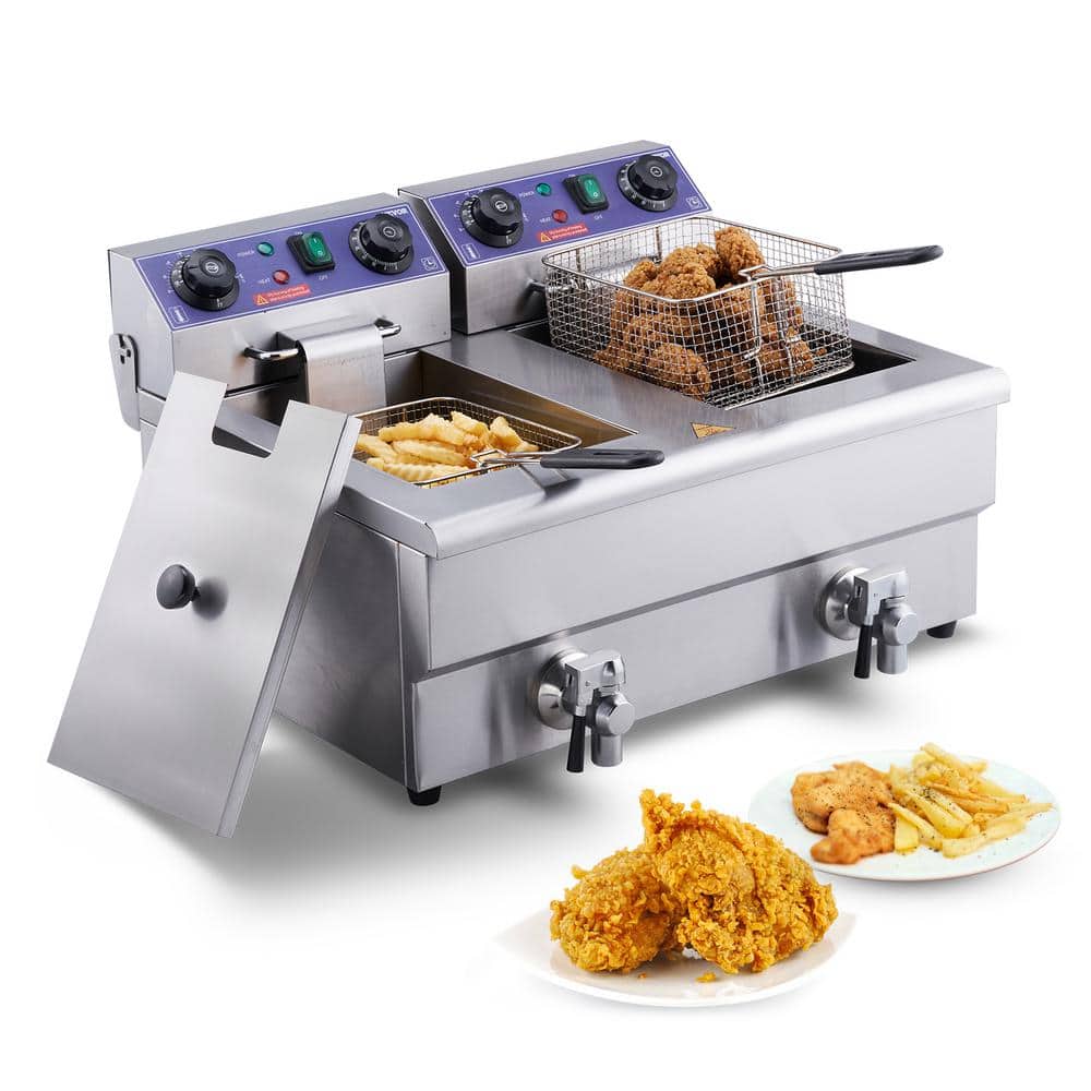 SKYSHALO Commercial Electric Deep Fryer, 24L 3000W Stainless Steel
