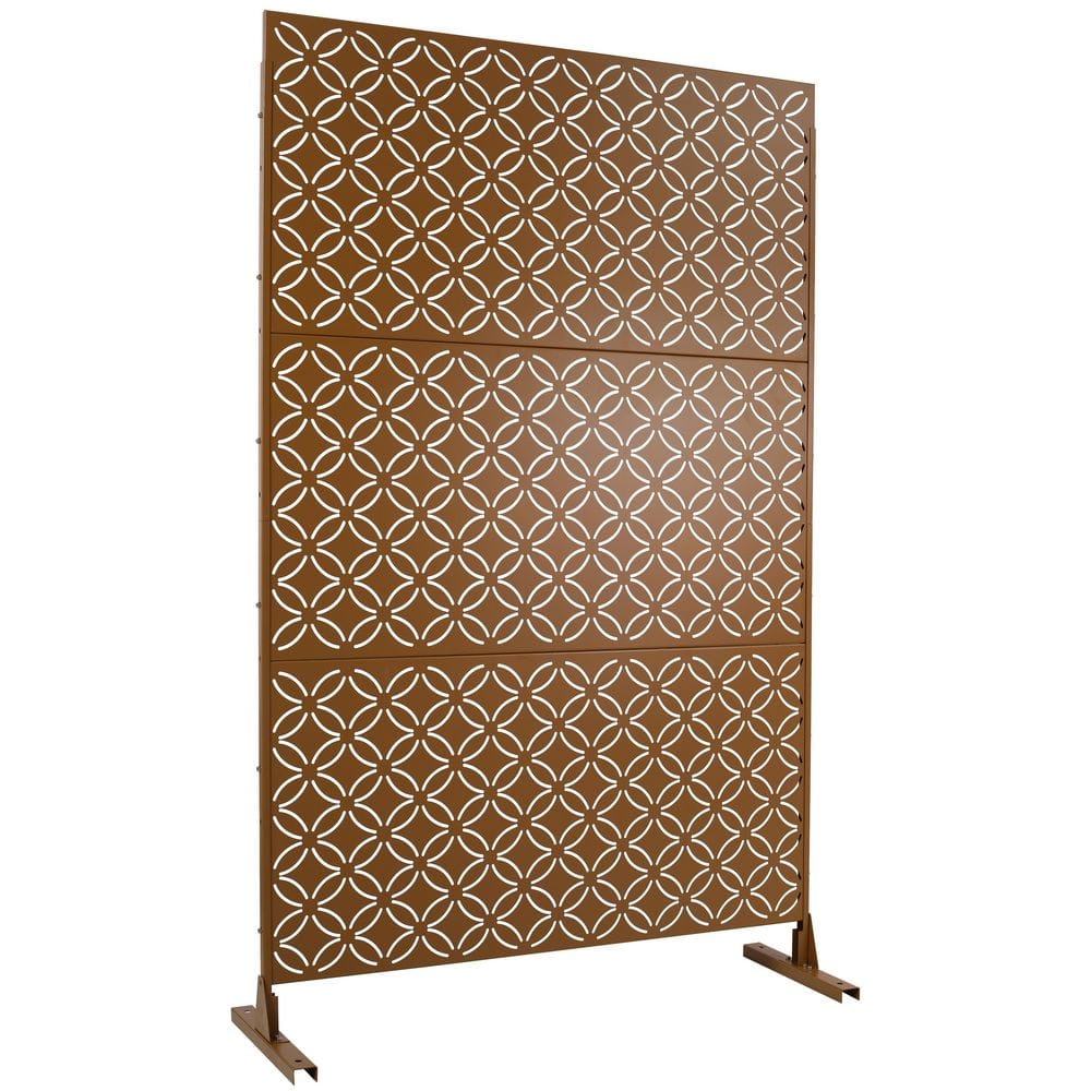 4 ft. x 6.33 ft. Brown Outdoor and Indoor Freestanding Metal Privacy Screen Fence Panels for Lawn Garden (Not Composite) price history on PriceWatchPro
