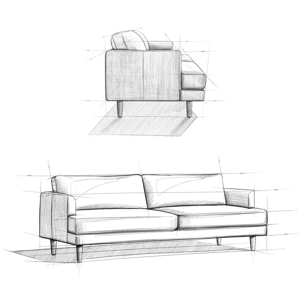 Charcoal Grey 90-Inch Fabric Lawson Sofa with Wood Legs