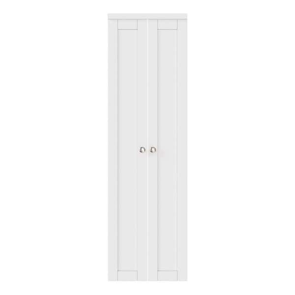 ARK DESIGN 24 in. x 80 in. 1-Lite Solid Core Panel White Primed Composite (Pivot French) Bi-Fold Door with 2-Types of Hardware