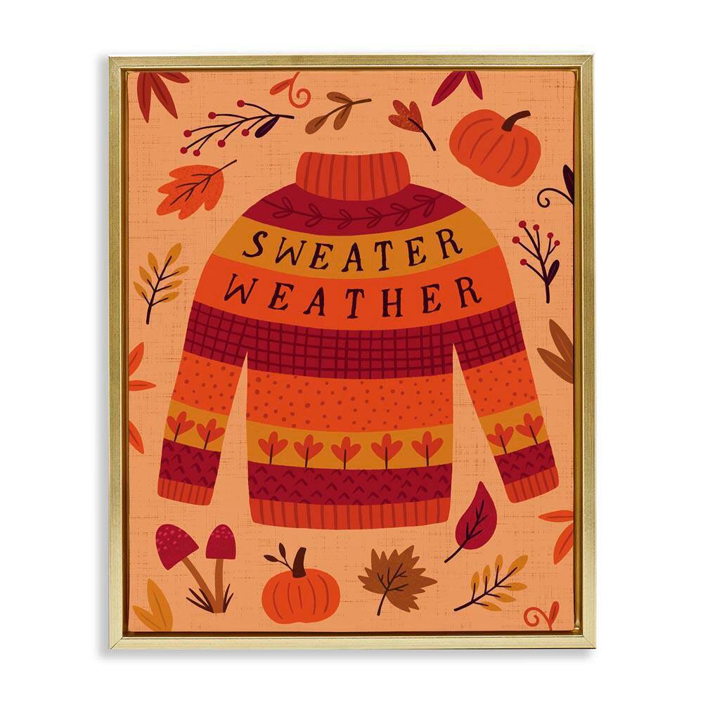 Sweater Weather Cozy Fall by Nina Seven Gold Floater Frame Typography Graphic Art Print 31 in. x 25 in. price history on PriceWatchPro