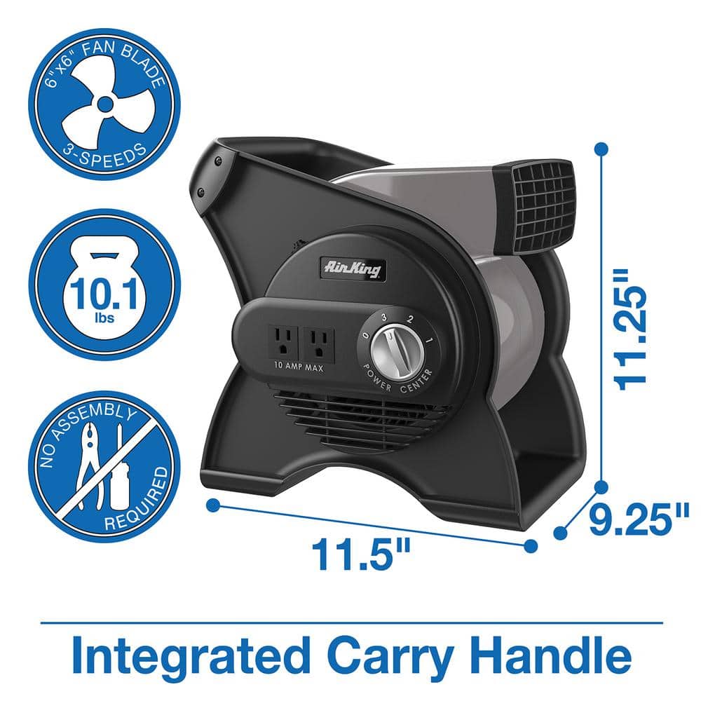 Air King 11" Black ABS Plastic Pivoting Utility Fan