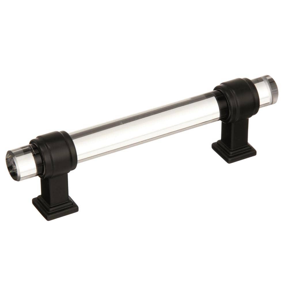 Clear and Black Bronze Glass Cabinet Pull with Mounting Hardware