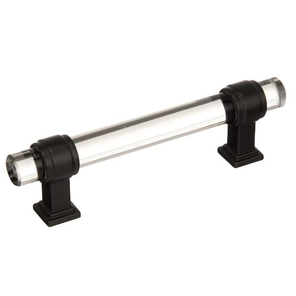 Glacio 3-3/4 in. (96mm) Modern Clear/Black Bronze Bar Cabinet Pull