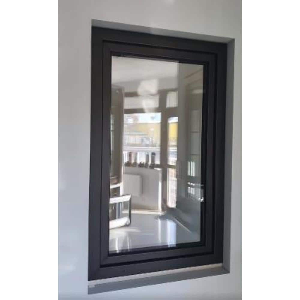 Elite Euro Black and White Vinyl Tilt/Turn Window with Double-Pane Glass
