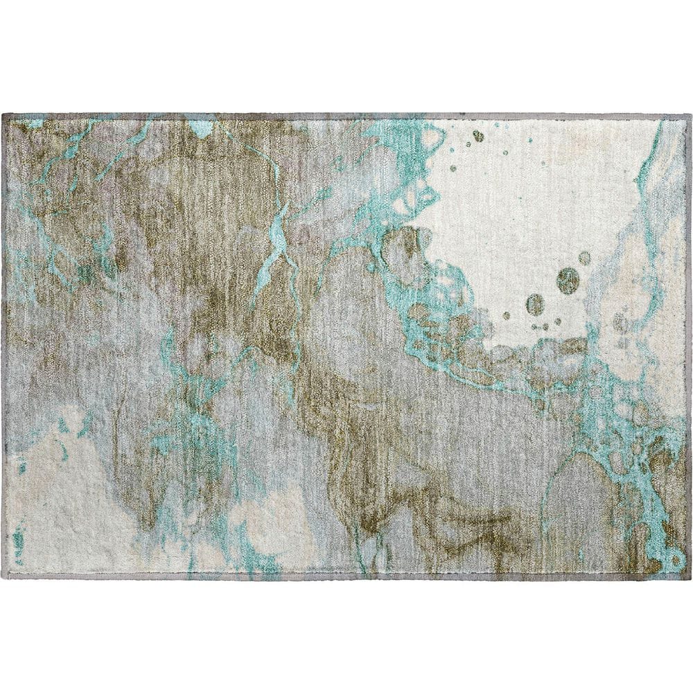 Mayfield Premium Machine Washable Abstract AMF2110 Teal 2 ft. x 3 ft. Accent Rug price history on PriceWatchPro
