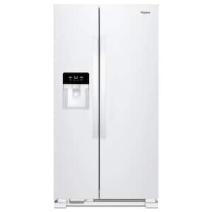 Ge 25 4 Cu Ft Side By Side Refrigerator In White With Icemaker Gse25gghww The Home Depot