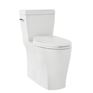 Lemora 1-Piece 1.28 GPF Single Flush Elongated Toilet Chair Height in White with Soft Close Seat