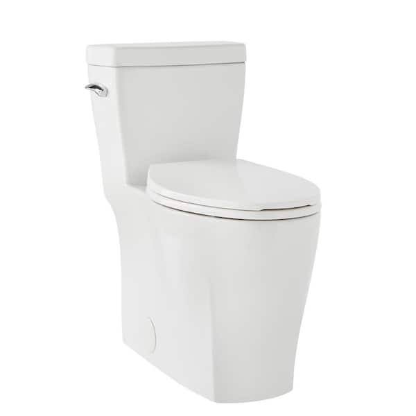 Gerber Lenora 1-Piece 1.28 GPF Single Flush Elongated Toilet Chair Height in White with Soft Close Seat