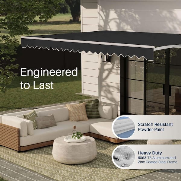 ALEKO 12 ft. Caribbean Polyester Manual Retractable Patio Awning