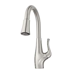 Clarify Single-Handle Pull-Down Sprayer Kitchen Faucet with GE Filtration System in Stainless Steel