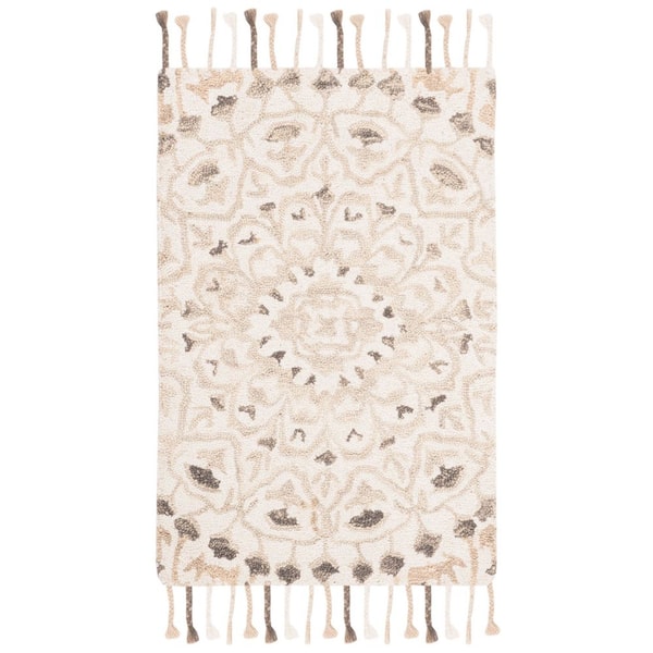 Blossom 2 ft. x 3 ft. Ivory/Taupe Garden Medallion Area Rug
