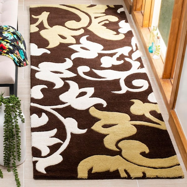 Soho 3 x 6 Brown/Multi Scroll Runner Rug