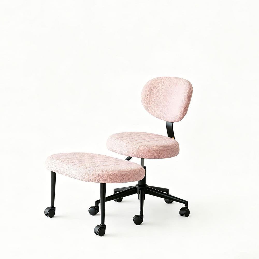 Velvet Ergonomic Guest Office Chair in Pink with Wheels, Multi-Position Cross Legged Design price history on PriceWatchPro