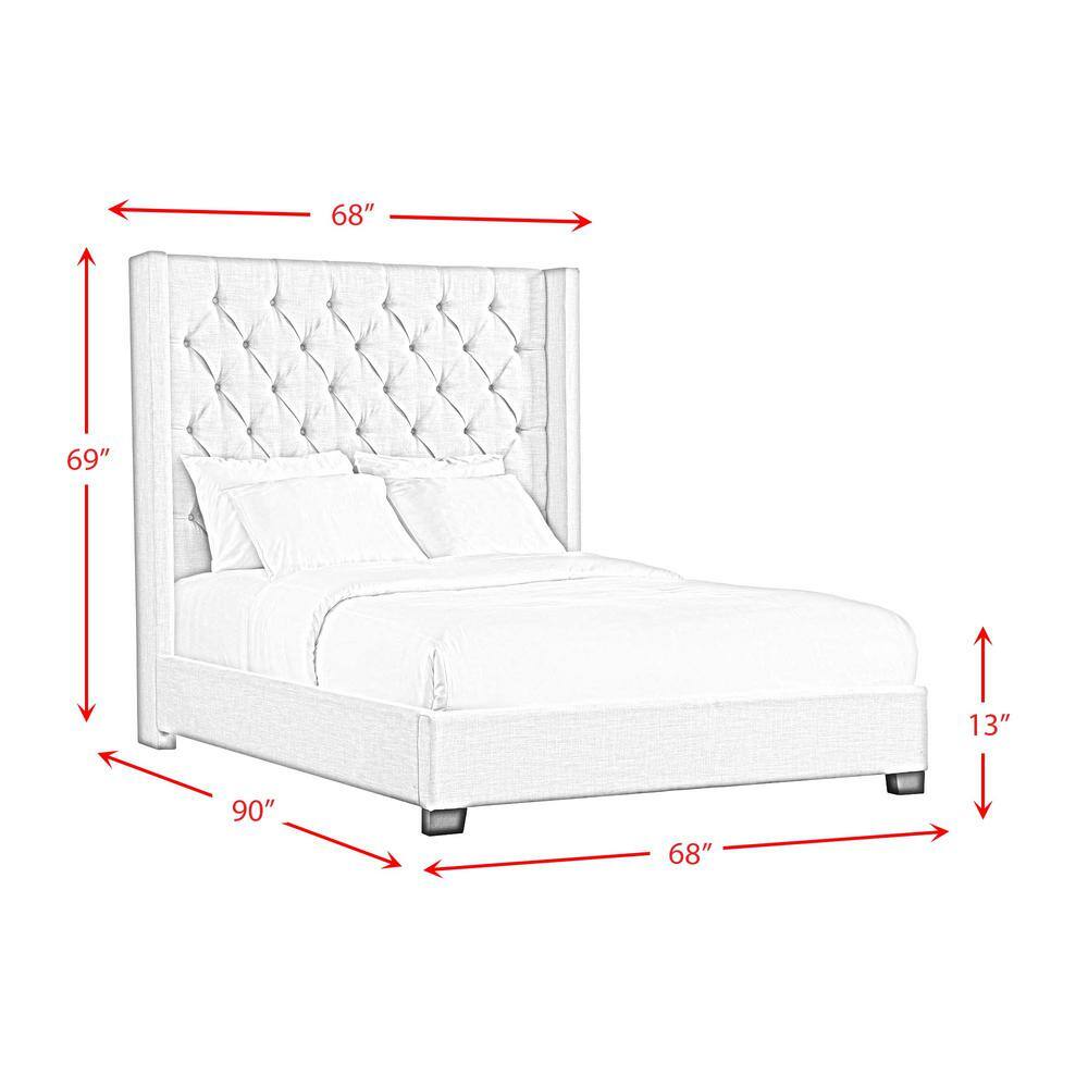 Elegant Queen-Sized Brown Wood Frame Upholstered Bed with Tufted Headboard