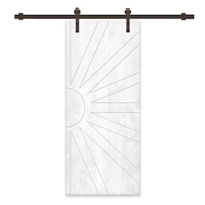 30 in. x 84 in. White Stained Pine Wood Modern Interior Sliding Barn Door with Hardware Kit