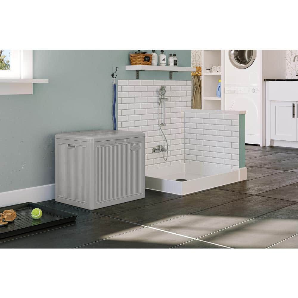 22 Gallon Gray Plastic Outdoor Deck Storage Box
