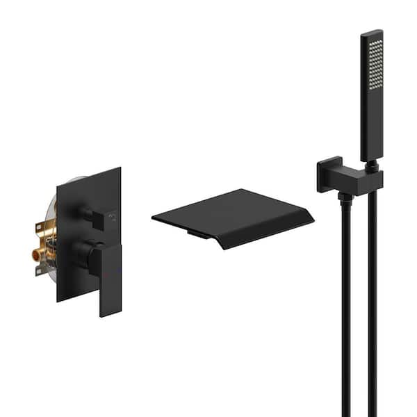 10 in. Rain Single Handle 1-Spray Tub Shower Faucet 1.8 GPM with Pressure Balance in. Matte Black (Valve Included)