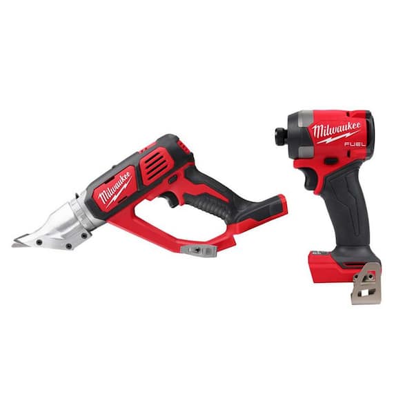M18 18-Volt Lith-Ion Cordless 18-Gauge Double Cut Metal Shear w/ 1/4 in. Impact Driver