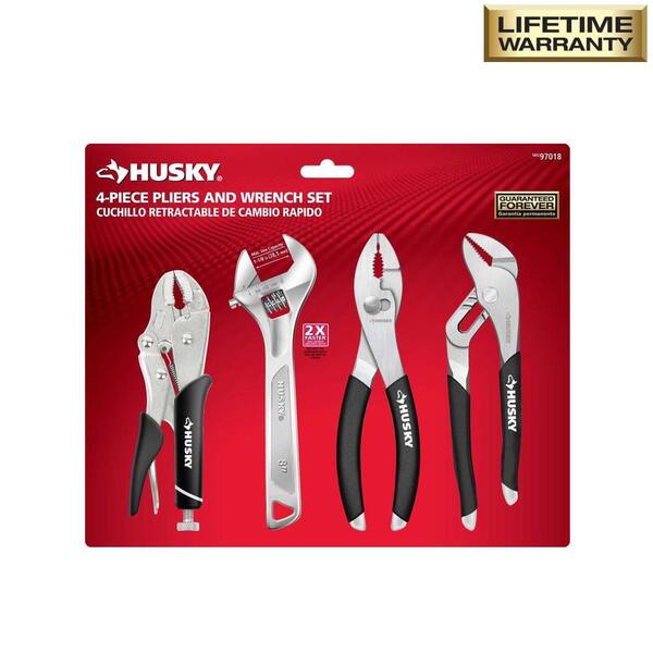 Husky Pliers and Wrench Set (4-Piece)