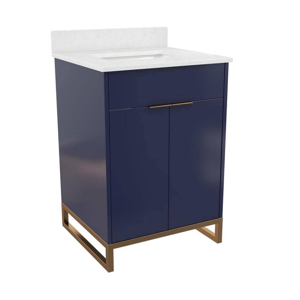 Navy Blue and Gold 24" Freestanding Bathroom Vanity