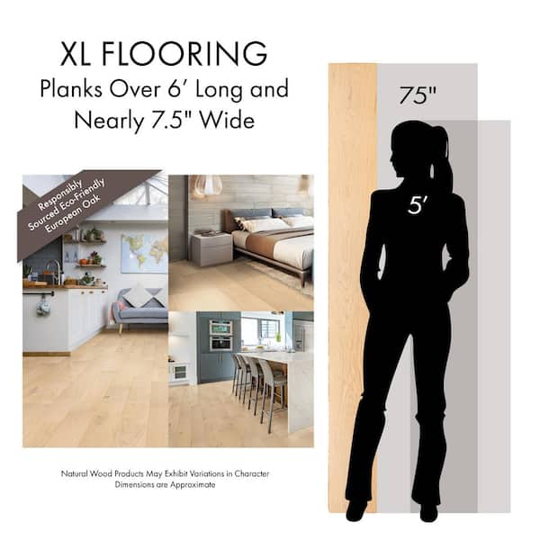 XL Lyon Valley White Oak 1/2 in. T x 7.48 in. W Tongue and Groove Engineered Hardwood Flooring (35.34 sq.ft./case)