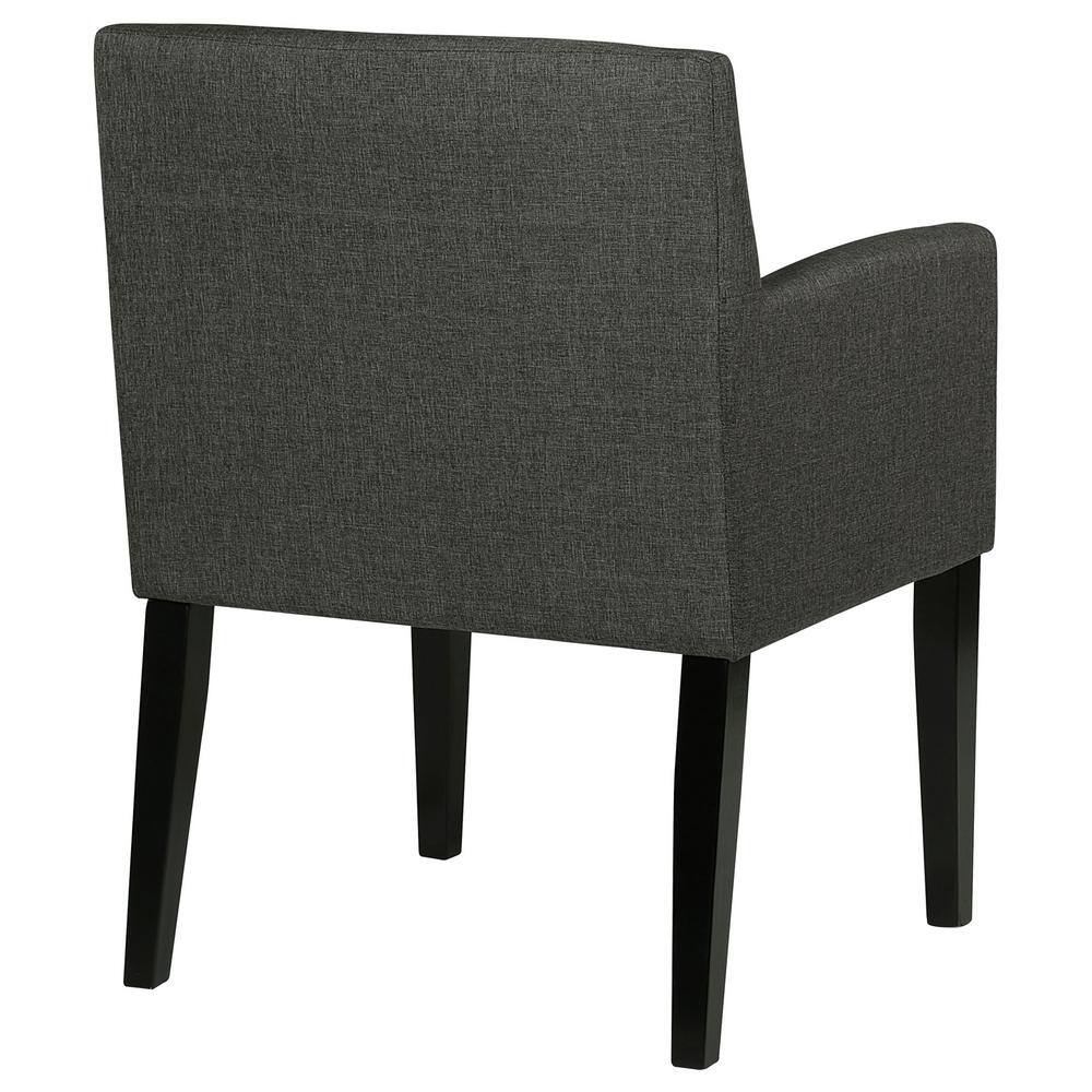 Charcoal Gray Upholstered Arm Chair with Black Wood Legs, Set of 2