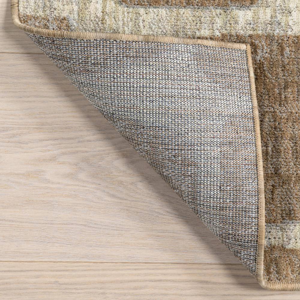 Aadhya Light Brown Geometric 5' x 8' Synthetic Area Rug