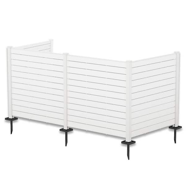 4 ft. W x 4.17 ft. H Outdoor Privacy Screens Framed Flat Fence Panels Kit for AC, Trash Can Storage (White 4-Panels)