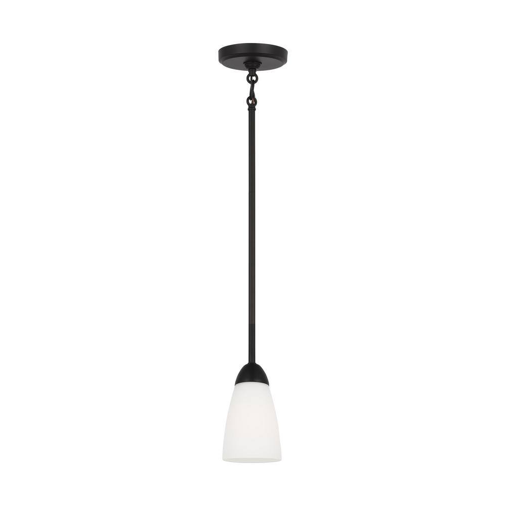 Seville 1-Light Midnight Black Mini- Pendant Light with Etched White Glass Shade price history on PriceWatchPro