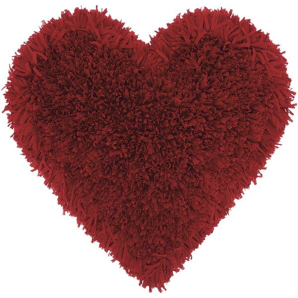 Nourison Shaggy Heart Deep Red Shag 18 in. x 18 in. Throw Pillow