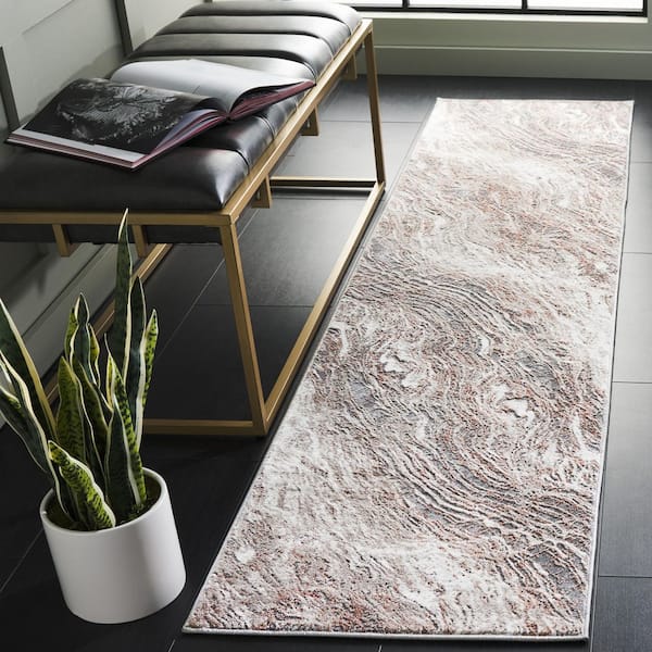 Vogue 2 ft. x 8 ft. Rust/Gray Distressed Wavy Runner Rug