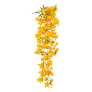 50 in. Honey Yellow Artificial Bougainvillea Flower Stem Hanging Spray Bush