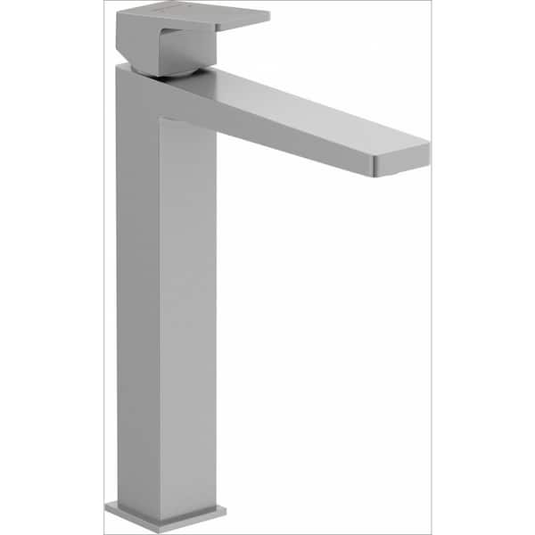Duravit DuraSquare Single Handle Single Hole Bathroom Faucet with Drain Kit Included in Brushed Nickel
