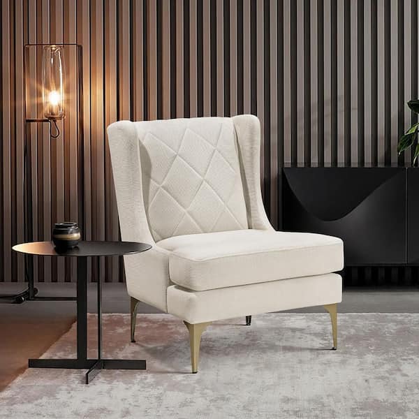 Lazzara Katty Taupe Upholstery Stiched Back Accent Arm Chair