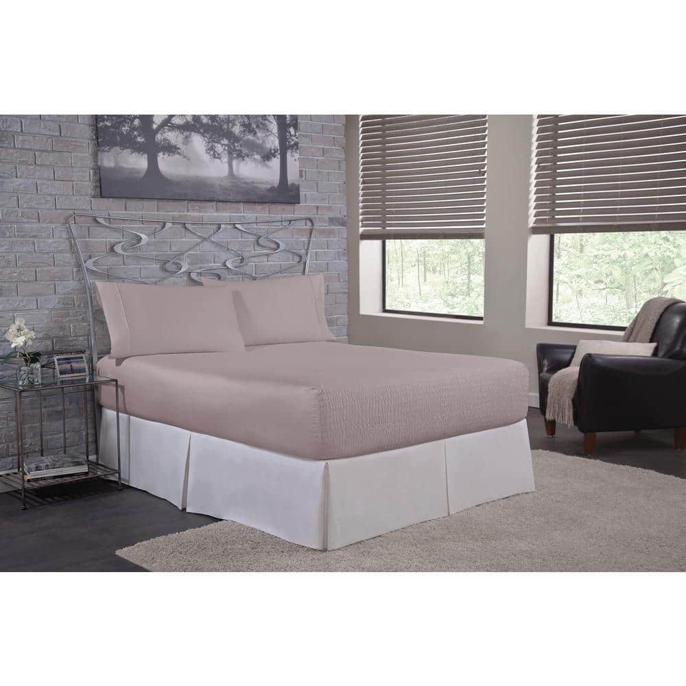 4-Piece Gray Solid 1000TC Egyptian Cotton Queen Sheet Set