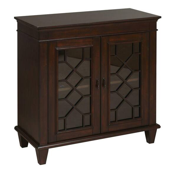 Pulaski Furniture Glass Door Wood Cabinet in Dark Brown